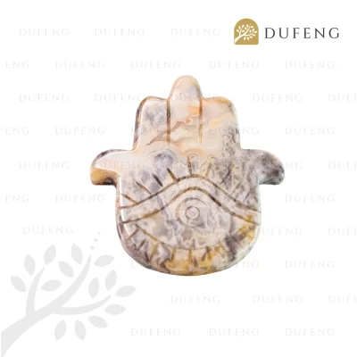 Dufeng - Celestial Hamsa Crystal Plate - Lace Agate