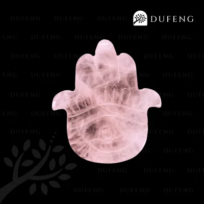 Dufeng - Celestial Hamsa Crystal Plate - Rose Quartz