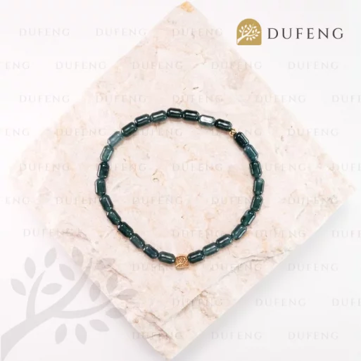 Dufeng – Lucky Blue Water Jade Mini Barrel Bracelet
