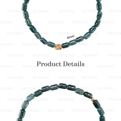 Dufeng – Lucky Blue Water Jade Mini Barrel Bracelet