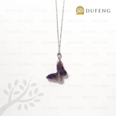 Dufeng - Celestial Wings Grand Butterfly Necklace - Amethyst