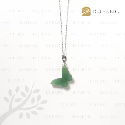 Dufeng - Celestial Wings Grand Butterfly Necklace - Green Aventurine