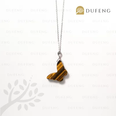 Dufeng - Celestial Wings Grand Butterfly Necklace - Tiger Eye