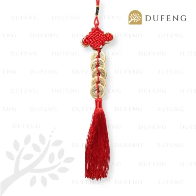 Dufeng - Koin Ikat 5 Pembawa Rezeki Keberuntungan Merah Red