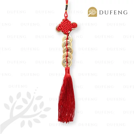 Dufeng - Koin Ikat 5 Pembawa Rezeki Keberuntungan Merah Red